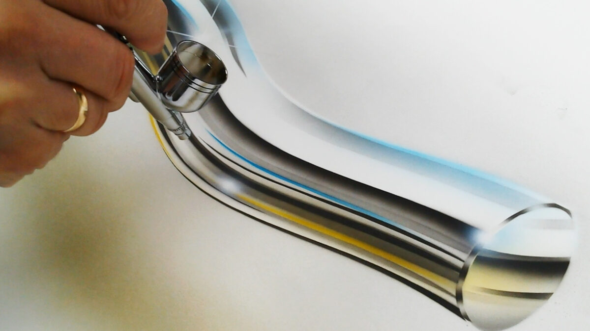 AEROGRAF ćwiczenia i proste motywy – efekt chromu AEROGRAF ćwiczenia i proste motywy – efekt chromu