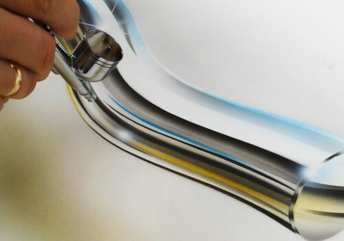 AEROGRAF ćwiczenia i proste motywy – efekt chromu