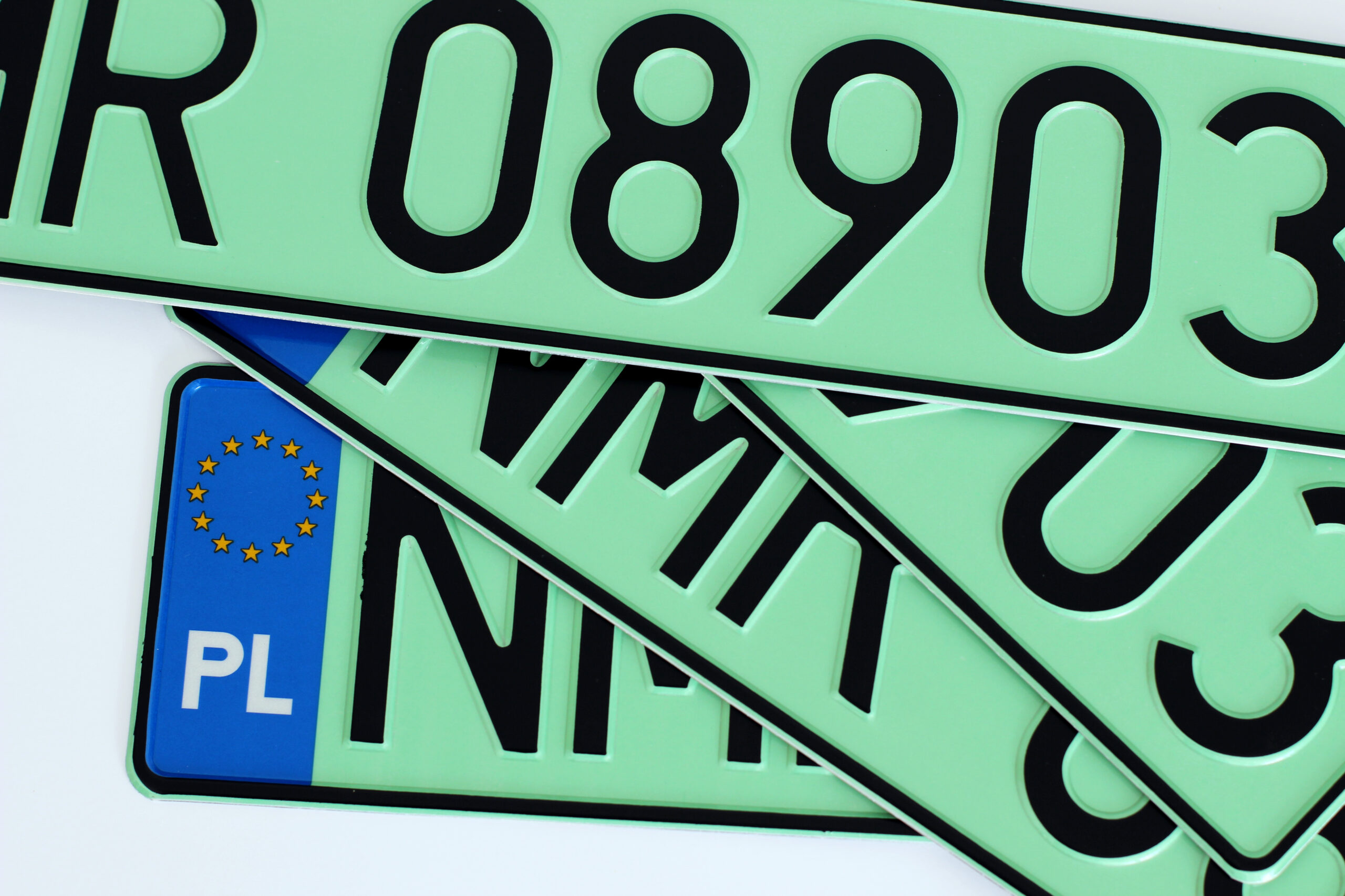 Polska tablica rejestracyjna, zielona, ekologiczna samochody e Polska tablica rejestracyjna, zielona, ekologiczna samochody e