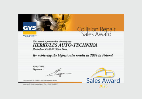 Herkules Auto-Technika ponownie liderem sprzedaży urządzeń GYS w Polsce Herkules Auto-Technika ponownie liderem sprzedaży urządzeń GYS w Polsce